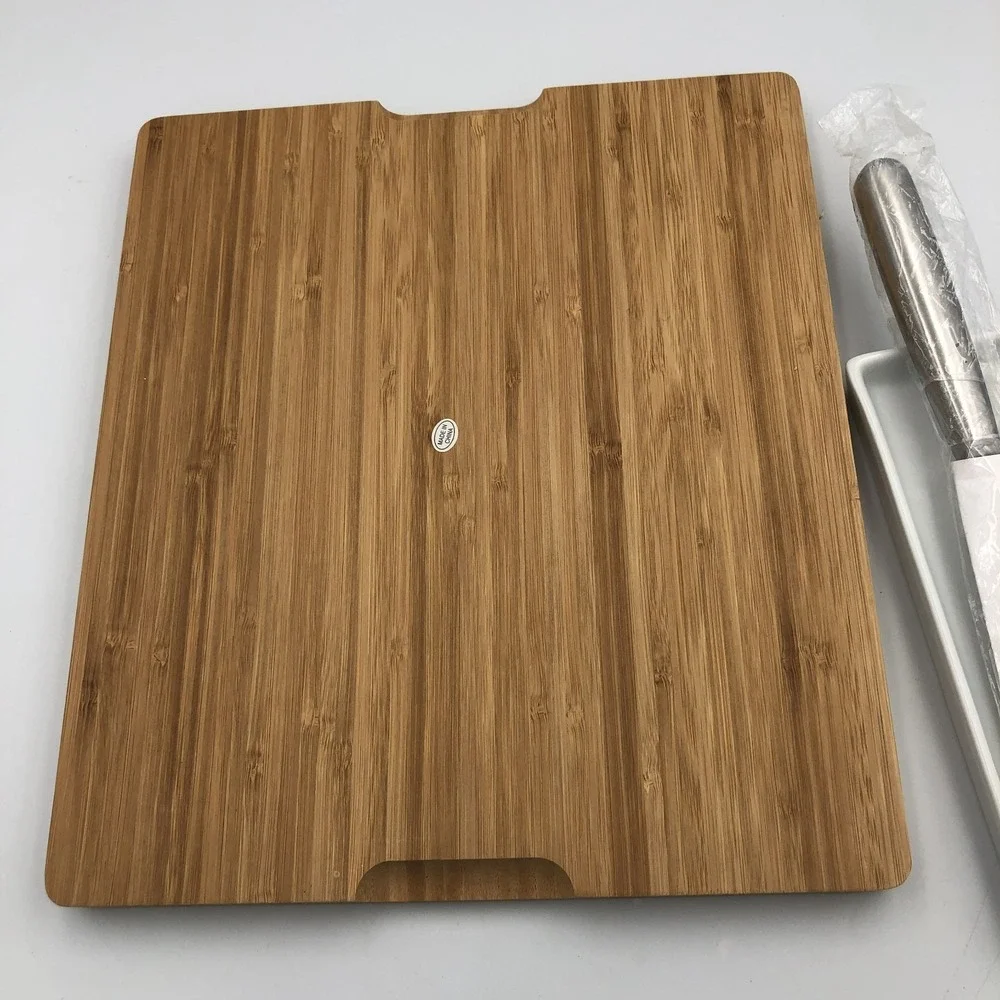 NRA PICNIC BAMBOO WOOD CHEESE BOARD‎ KNIFE CERAMIC DISH NEW NO BOX